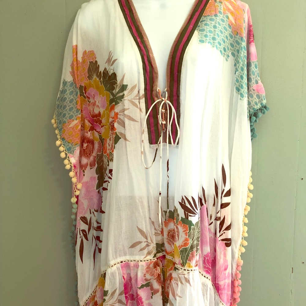 Swimsuit coverup NWOT - POM POM trim